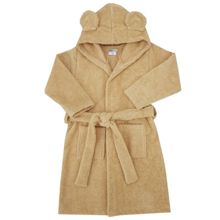 EKO Župan bavlněný s kapucí a oušky Beige vel. S 104-110 Eko