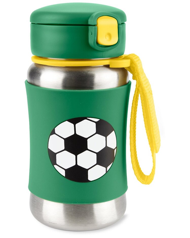 SKIP HOP Spark Style Láhev s brčkem na vodu nerez Fotbal 12m+ Skip Hop