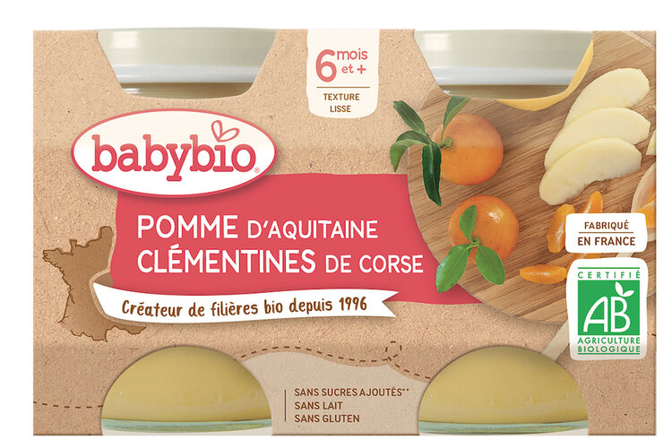 2xBABYBIO Jablko s klementinkami 130 g Babybio