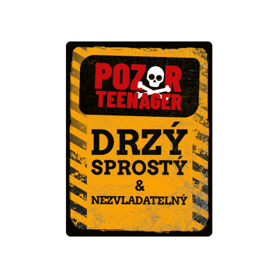 Plechová cedule - Pozor teenager! Postershop Postershop