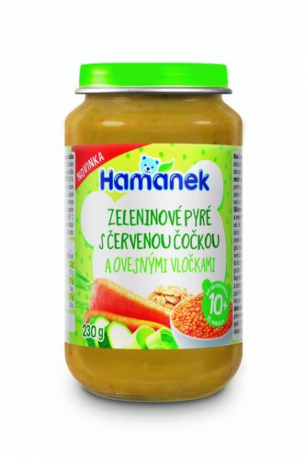 EXP: 02.09.2023 HAMÁNEK Zeleninové pyré s červenou čočkou a ovesnými vločkami 230 g Hamánek