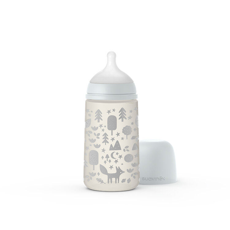 SUAVINEX Láhev kojenecká 270 ml M Fox stříbrná Suavinex