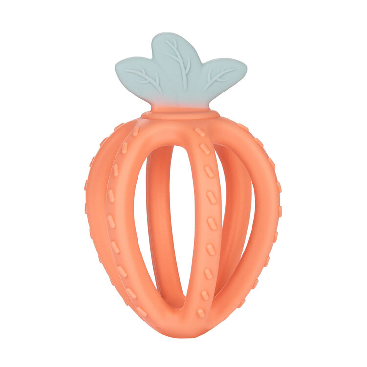 CANPOL BABIES Kousátko silikonové senzorické 3D Jahoda oranžové Canpol Babies