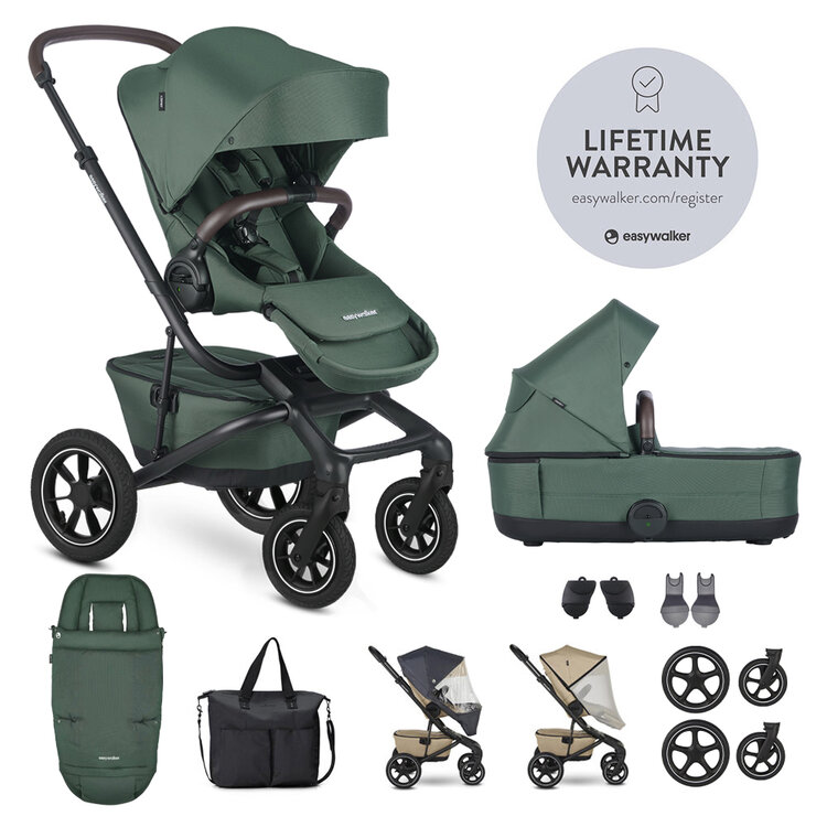 EASYWALKER Set XXL kočárek kombinovaný Jimmey Air Pine Green s příslušenstvím Easywalker
