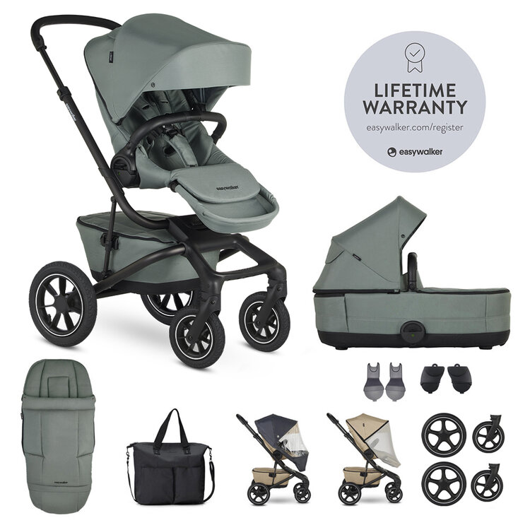 EASYWALKER Set XXL kočárek kombinovaný Jimmey Air Thyme Green s příslušenstvím Easywalker