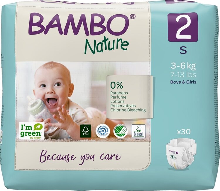 BAMBO Nature Pleny jednorázové 2 S (3-6 kg) 30 ks Bambo