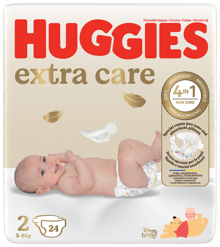HUGGIES® Pleny jednorázové Extra Care 2 (3-6 kg) 24 ks Huggies