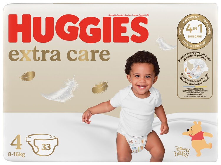 HUGGIES® Pleny jednorázové Extra Care 4 (8-14 kg) 33 ks Huggies
