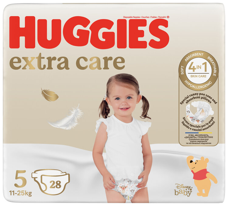 HUGGIES® Pleny jednorázové Extra Care 5 (12-17 kg) 28 ks Huggies