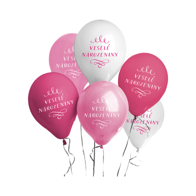 Balónky latexové Veselé narozeniny růžové 6 ks Albi Albi