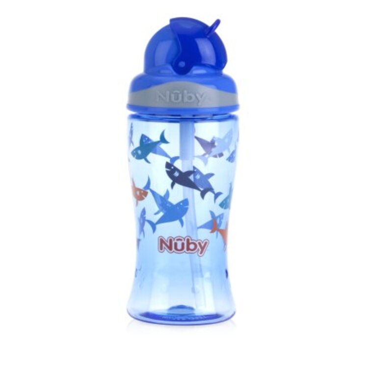 NUBY Hrnek netekoucí se sklápěcím brčkem 360 ml modrá Nuby