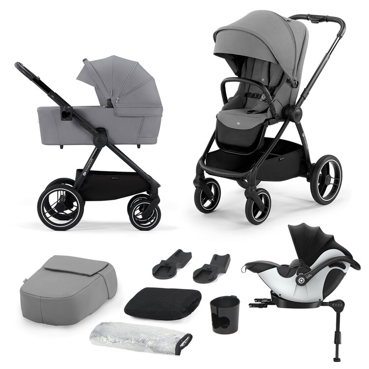 KINDERKRAFT SELECT Kočárek Nea 2v1 Platinum Grey + KIDDY Evoluna i-size 2 Grey Melange Icy Grey Kinderkraft select