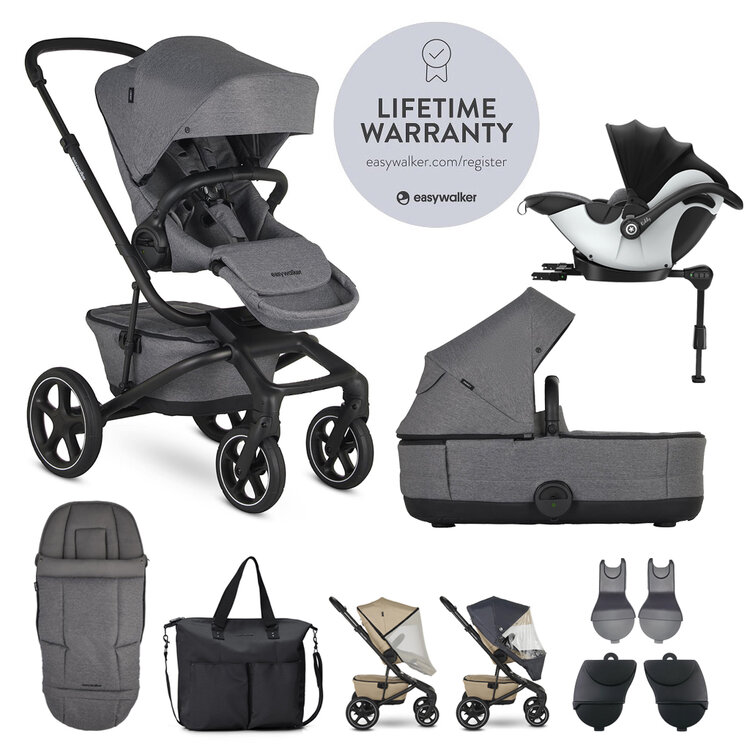 EASYWALKER SET XXL Kočárek Jimmey Iris Grey + KIDDY Evoluna i-size 2 Grey Melange Icy Grey Easywalker