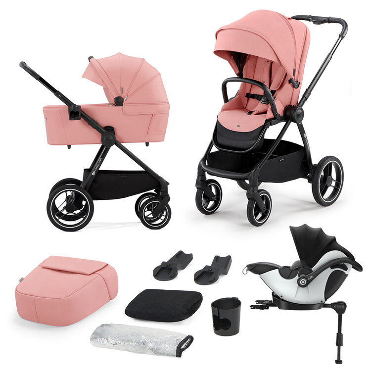 KINDERKRAFT SELECT Kočárek Nea 2v1 Ash Pink + KIDDY Evoluna i-size 2 Grey Melange Icy Grey Kinderkraft select