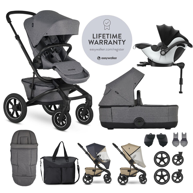 EASYWALKER Set XXL kočárek Jimmey Air Iris Grey + KIDDY Evoluna i-size 2 Grey Melange Icy Grey Easywalker