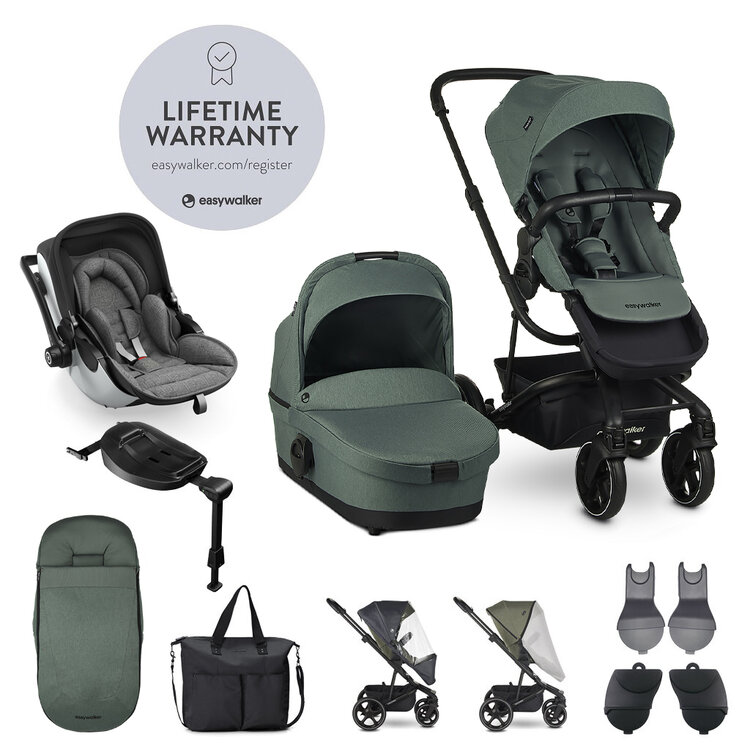 EASYWALKER Set XXL kočárek Harvey3 Forest Green + KIDDY Evoluna i-size 2 Grey Melange Icy Grey Easywalker