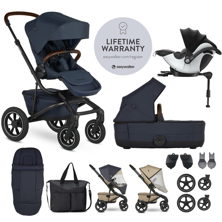 EASYWALKER Set XXL kočárek Jimmey Air Indigo Blue + KIDDY Evoluna i-size 2 Grey Melange Icy Grey Easywalker