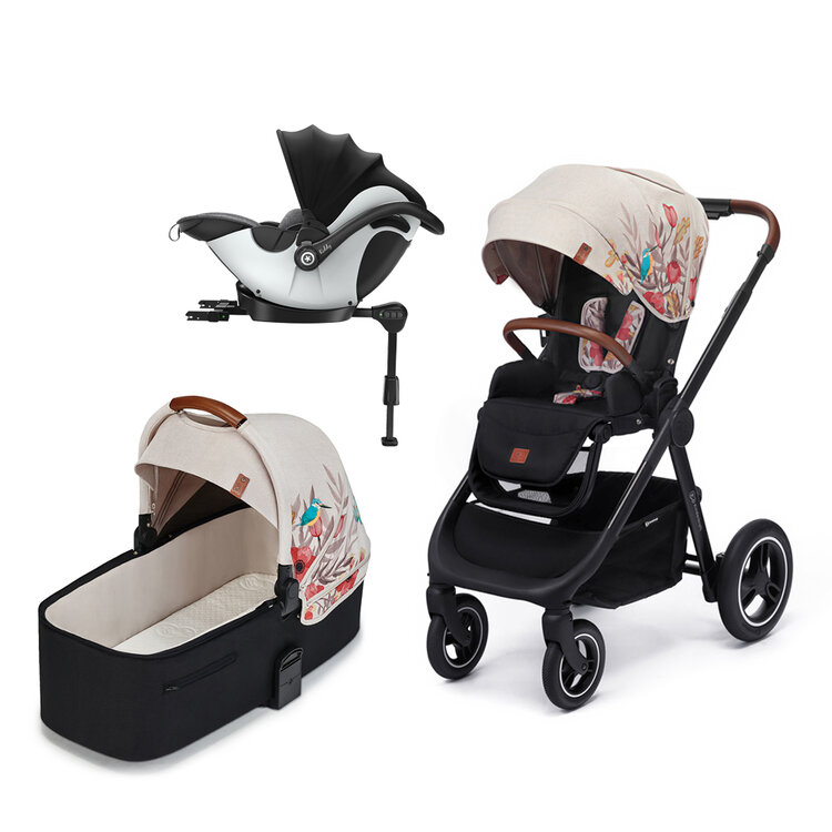 KINDERKRAFT Kočárek Everyday 2v1 Bird + KIDDY Evoluna i-size 2 Grey Melange Icy Grey Kinderkraft