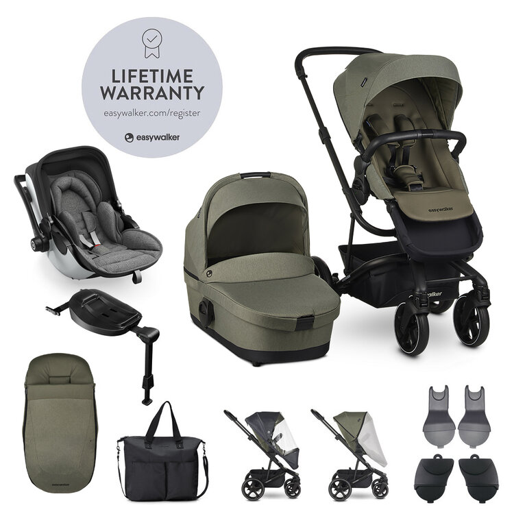EASYWALKER Set XXL kočárek Harvey3 Sage Green + KIDDY Evoluna i-size 2 Grey Melange Icy Grey Easywalker