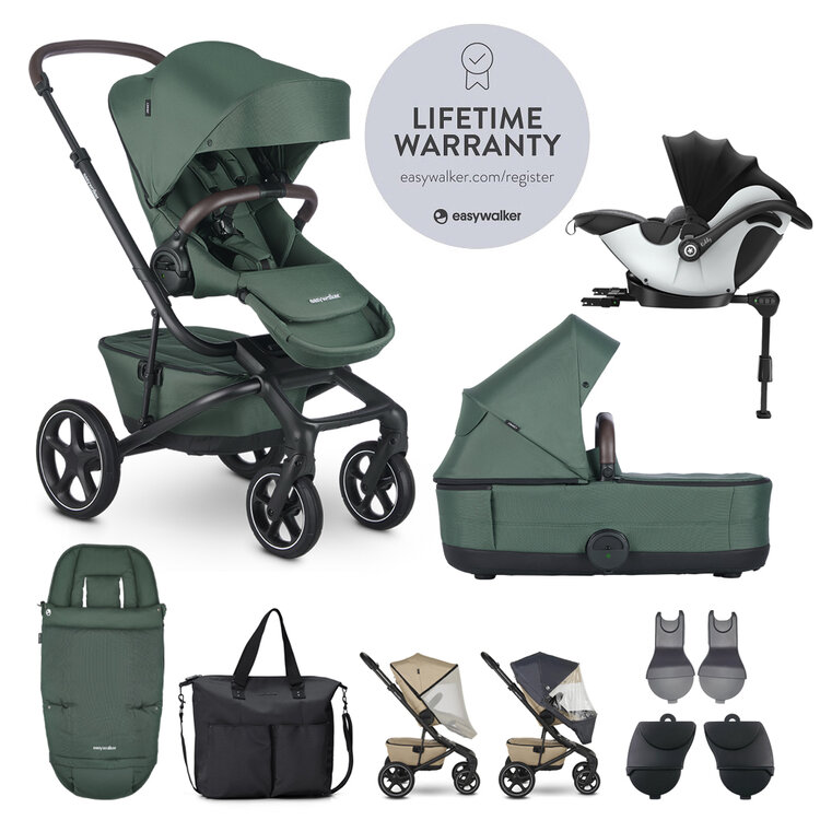 EASYWALKER SET XXL kočárek Jimmey Pine Green + KIDDY Evoluna i-size 2 Grey Melange Icy Grey Easywalker