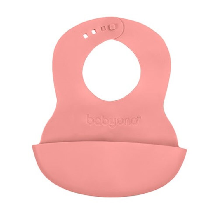 BABYONO Bryndák měkký plastový s kapsou bez BPA pink 6m+ BabyOno