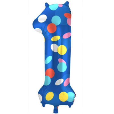 Balónek fóliový 86 cm číslo 01 barevné puntíky Albi Albi