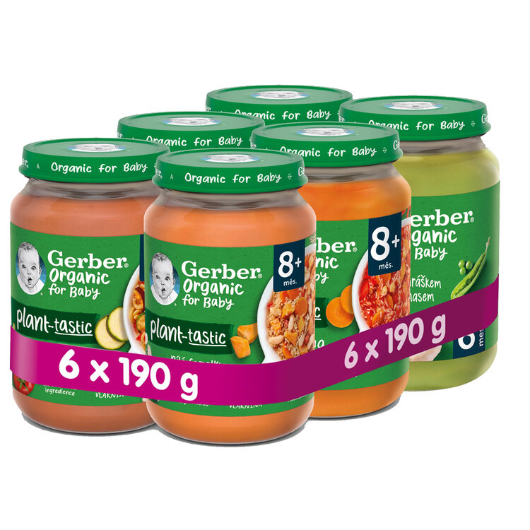 EXP: 31.10.2023 GERBER Organic mix příkrmů 6x190 g GERBER