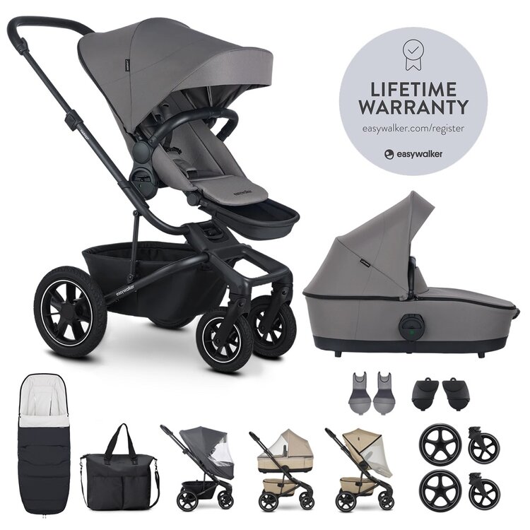 EASYWALKER Set XXL kočárek kombinovaný Harvey⁵ Air Pebble Grey s příslušenstvím Easywalker