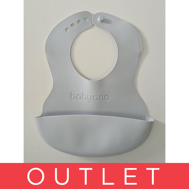 BABYONO Bryndák měkký plastový s kapsou bez BPA světle šedý 6m+ BabyOno