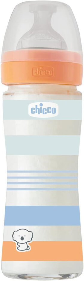 CHICCO Láhev kojenecká sklo Well-being silikon 240ml kluk Chicco