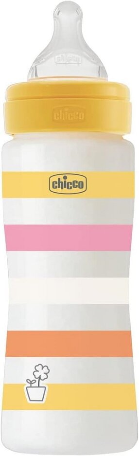CHICCO Láhev kojenecká Well-being silikon 330ml děvče Chicco
