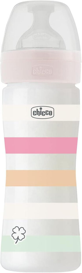 CHICCO Láhev kojenecká Well-being silikon 250ml děvče Chicco