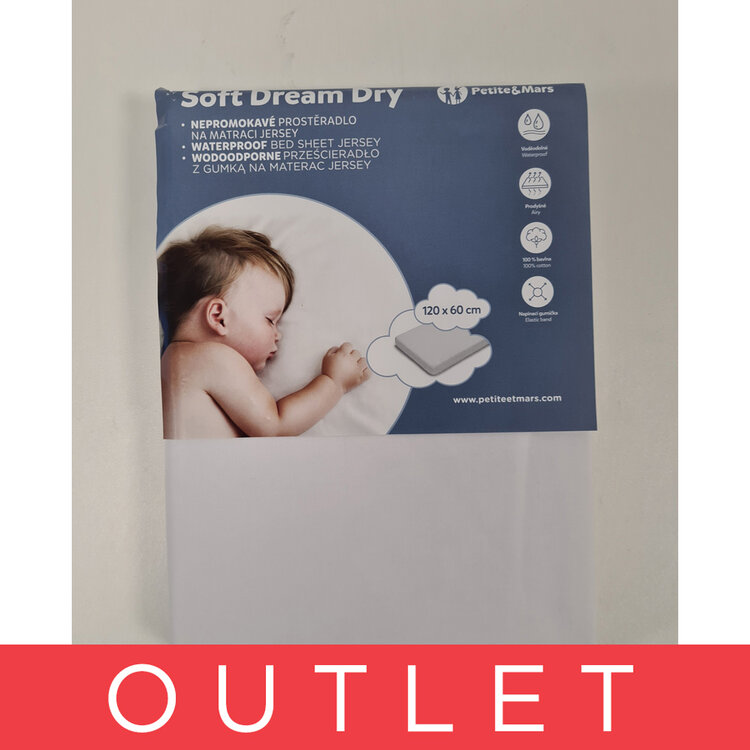 PETITE&MARS Napínací prostěradlo nepromokavé Soft Dream Dry 120 x 60 White Petite&Mars