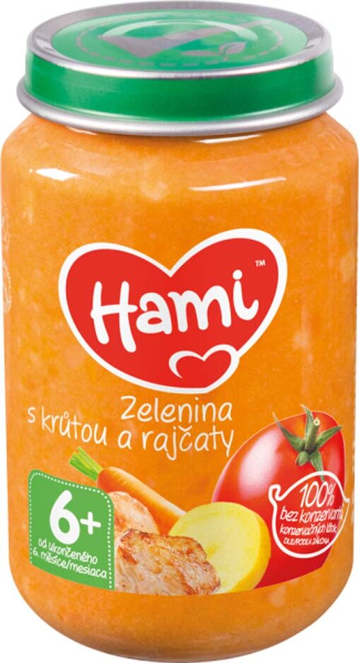 Hami Zelenina s krůtou a rajčaty 6+ 200 g Hami