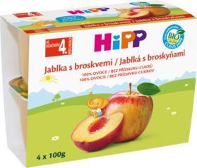 HiPP BIO Jablka s broskvemi (4x 100 g) HiPP