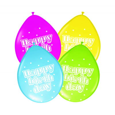Balónky latexové Happy Birthday s puntíky neon 8 ks Albi Albi