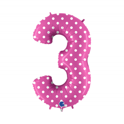 Balónek fóliový 102 cm číslo 03 růžový puntík Albi Albi