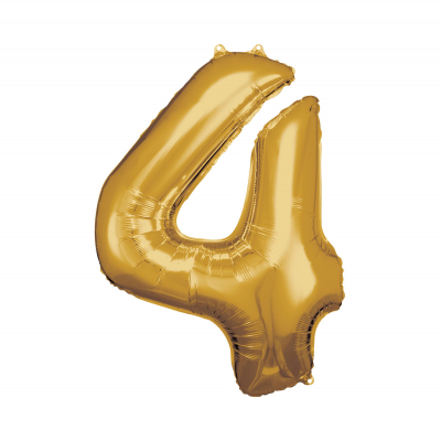 Balónek fóliový 88 cm číslo 4 zlatý Albi Albi