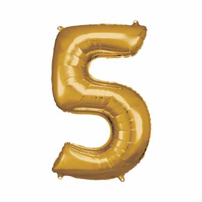 Balónek fóliový 88 cm číslo 05 zlatý Albi Albi