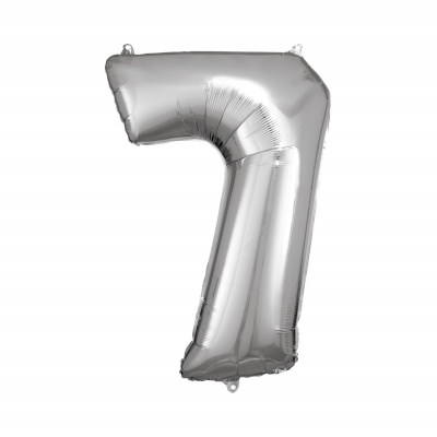 Balónek fóliový 88 cm číslo 07 stříbrný Albi Albi