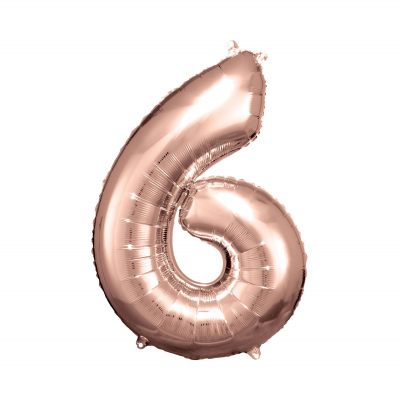 Balónek fóliový 88 cm číslo 06 rose gold Albi Albi
