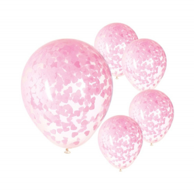 Balónky latexové s konfetami růžová srdíčka 5 ks Albi Albi