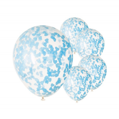 Balónky latexové s konfetami modrá srdíčka 5 ks Albi Albi