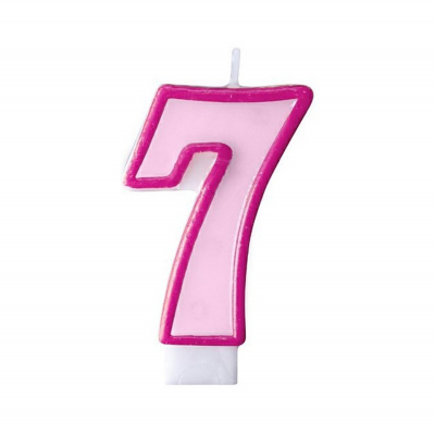 Svíčka dortová  tm.růžový okraj číslo 7 Albi Albi