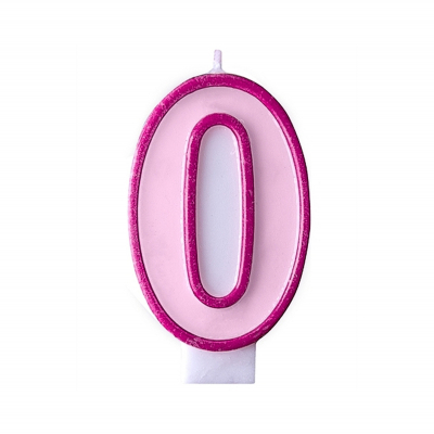 Svíčka dortová  tm.růžový okraj číslo 0 Albi Albi