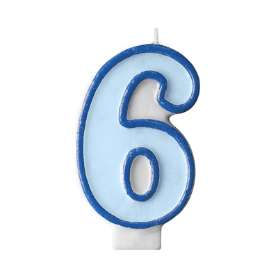 Svíčka dortová  tm.modrý okraj číslo 6 Albi Albi