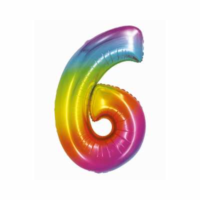 Balónek fóliový 76 cm číslo 06 duhový Albi Albi