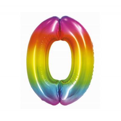 Balónek fóliový 76 cm číslo 0 duhový Albi Albi