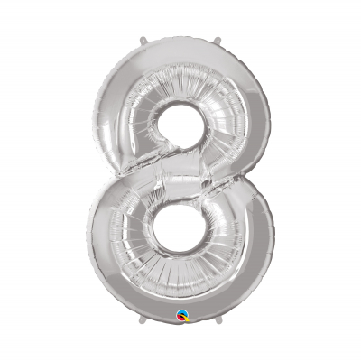Balónek fóliový 92 cm číslo 08 stříbrný Albi Albi