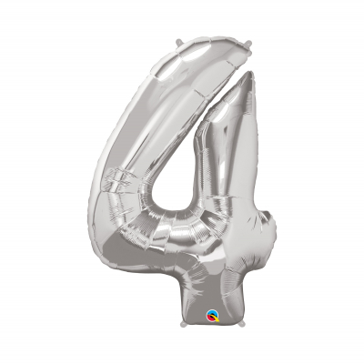 Balónek fóliový 92 cm číslo 04 stříbrný Albi Albi